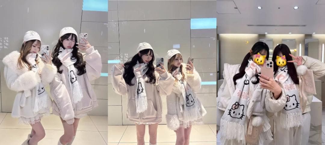 PELLICULE HELLOKITTY hug knit muffler 黒