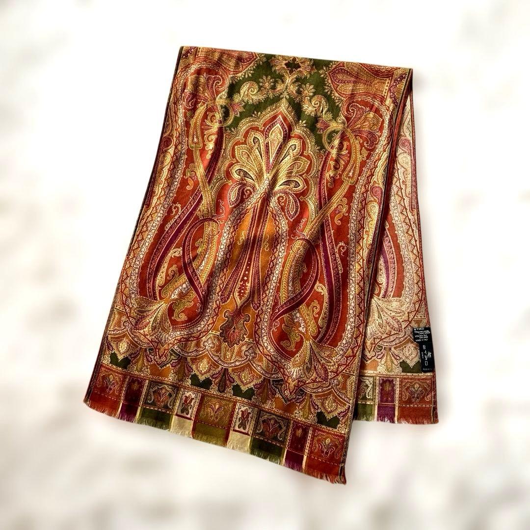 極美品　ETRO エトロ 大判ショール ペイズリー柄 ウール×シルク イタリア製