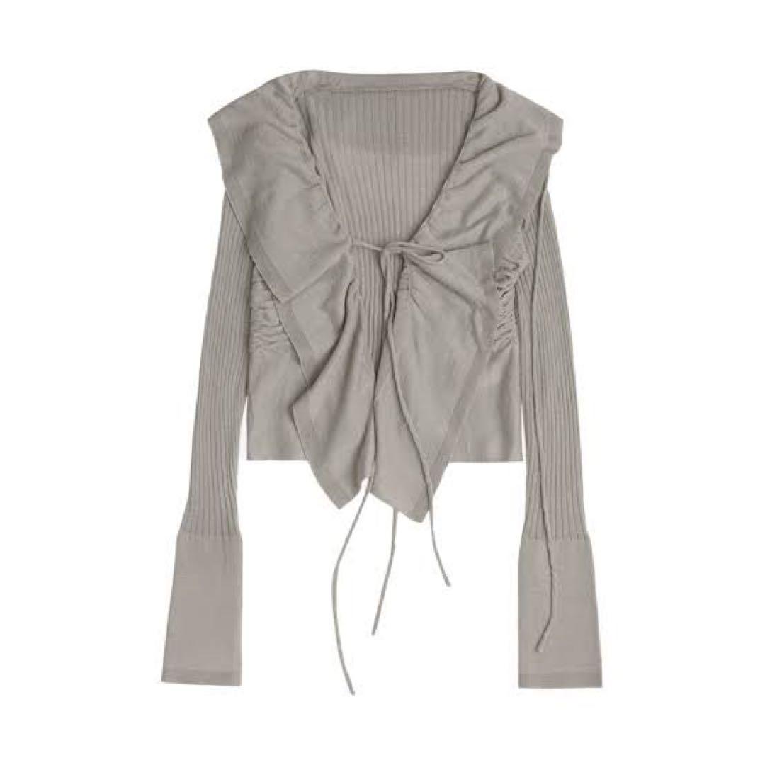 ojos オホス Ruffled Drape Angora Cardigan