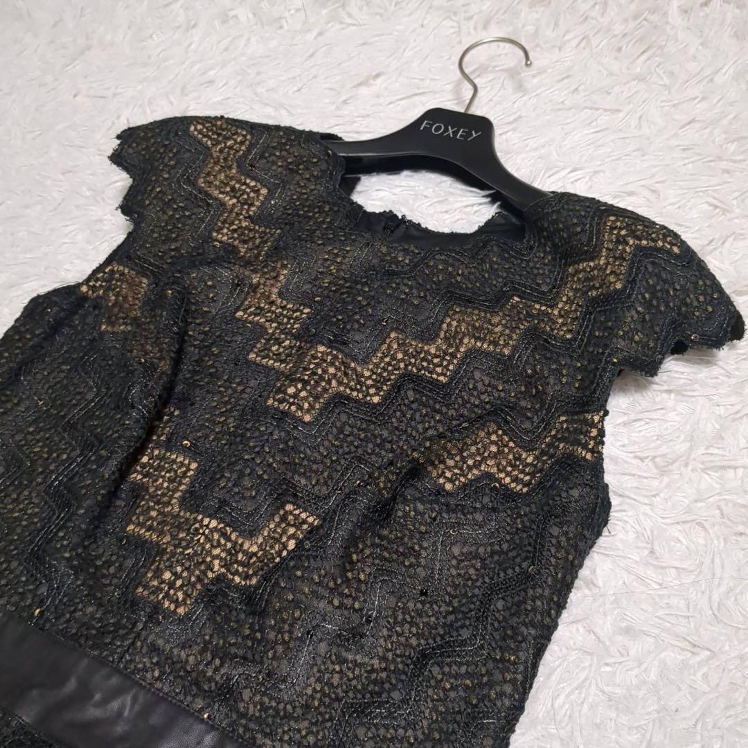 美品 タダシショージ ワンピース ドレス スパンコール 黒 4