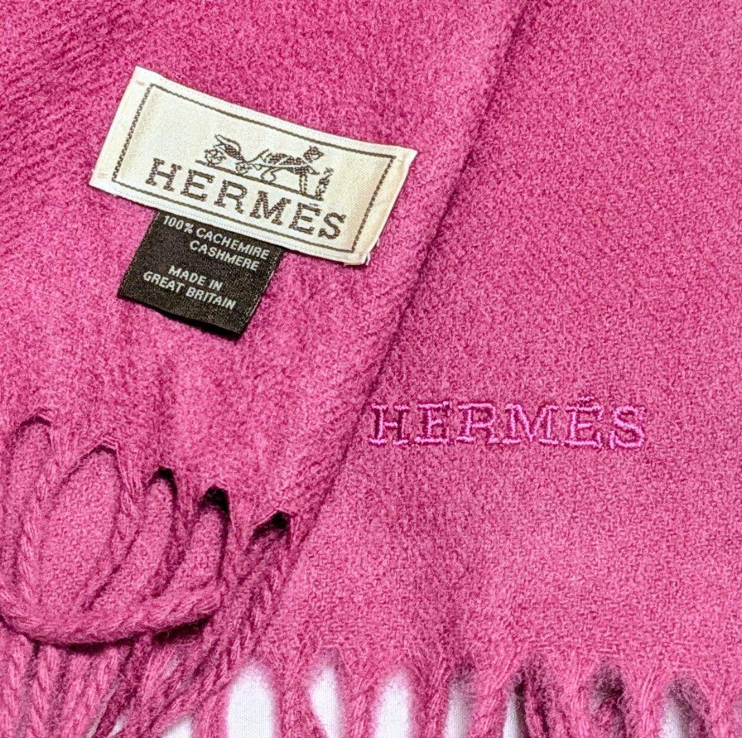 HERMES エルメス マフラー ストール ピンク カシミヤ100％