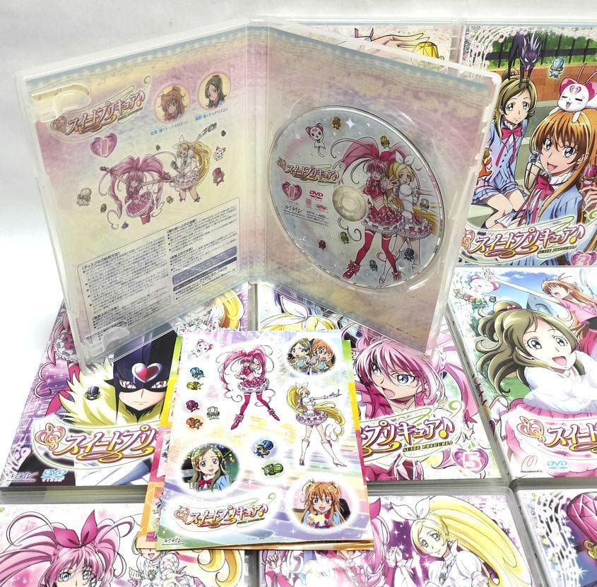 難有、⑤巻以外未使用ステッカー付♪　スイートプリキュア♪ 　全16巻Ｓ　ＤＶＤ