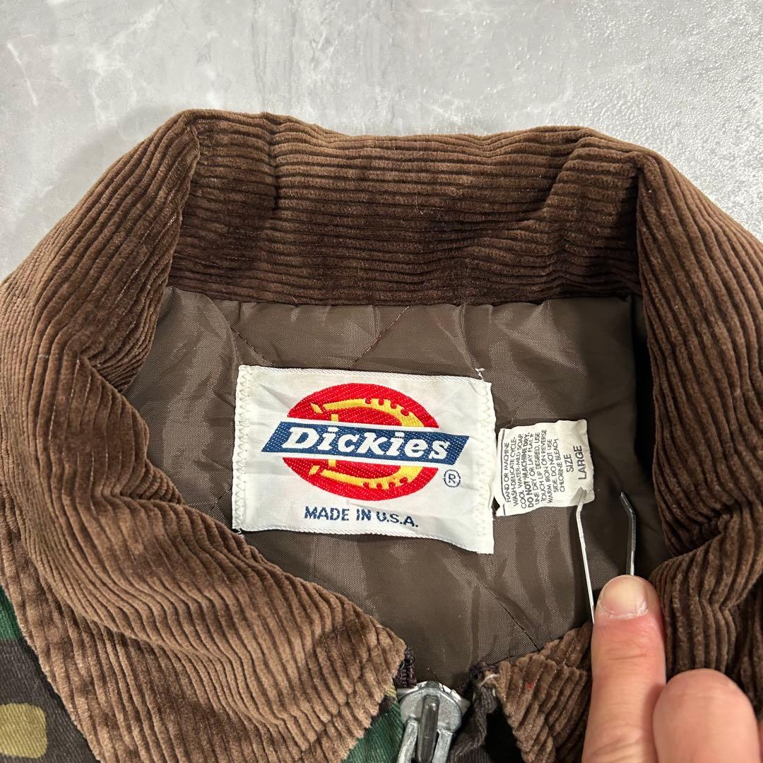 80s USA製 dickies ワークジャケット 襟コーデュロイ カモフラ L