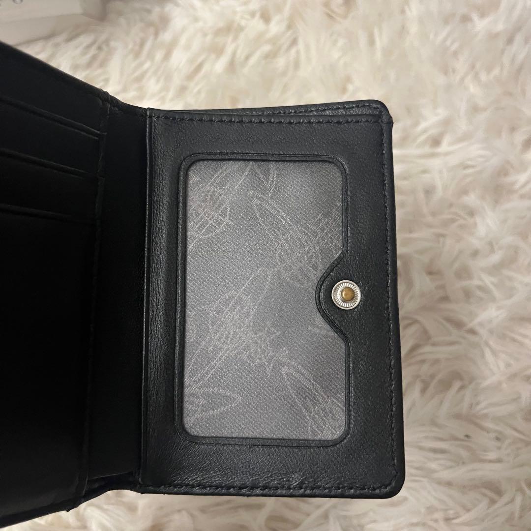 美品✨Vivienne Westwood 三つ折り財布 がま口 ブルーオーブ 黒