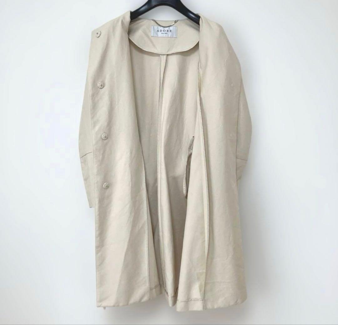 ADORE トレンチコート　38 ノーカラー　ロングジャケット