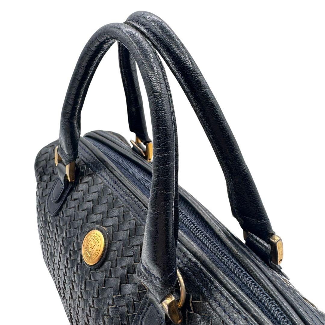 VINTAGE FENDI S.A.S期 ミニボストンレザー イントレ 黒