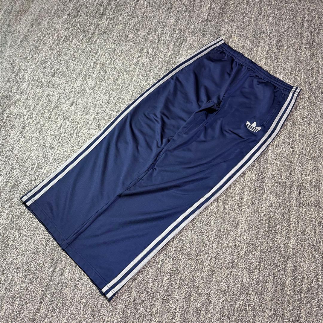 00s adidas トラックパンツ ワイド ネイビー トレフォイル