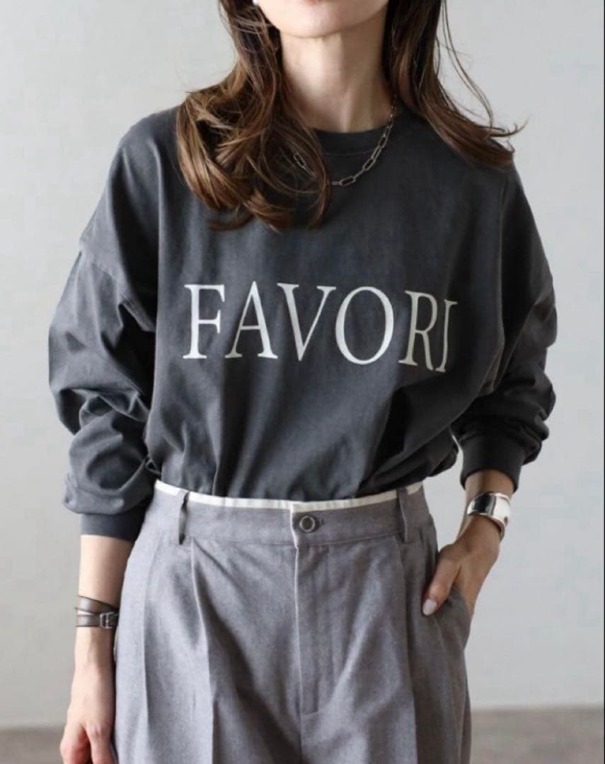【新品】L)BONJOUR SAGAN CONFIANCEロゴピグメントTシャツ