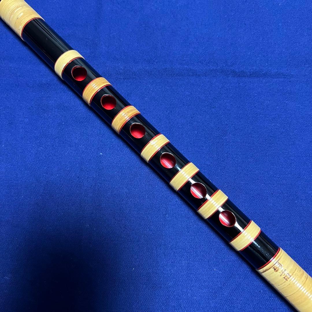 篠笛 獅子田 紫山 7本調子 古典調 籐本重巻 全長38.6cm