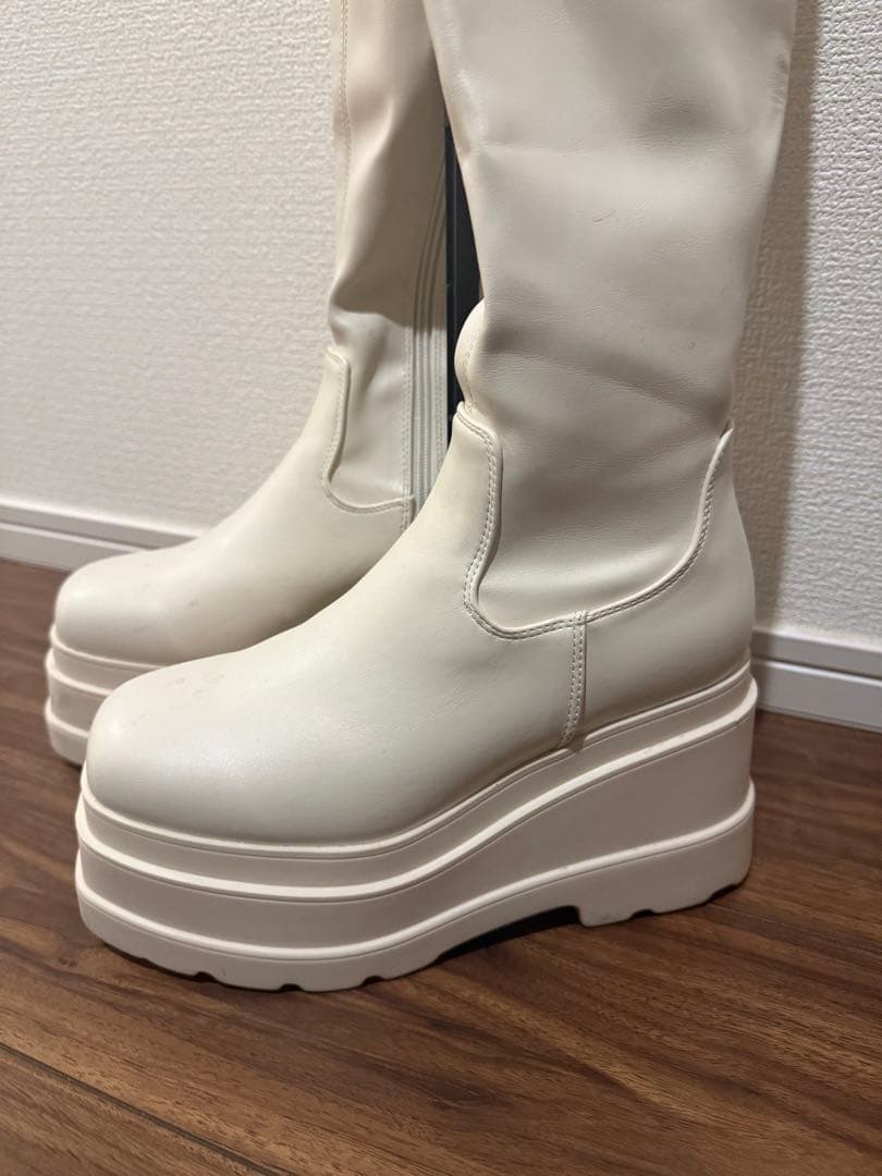 【R＆E】トリプルソール厚底ストレッチロングブーツ