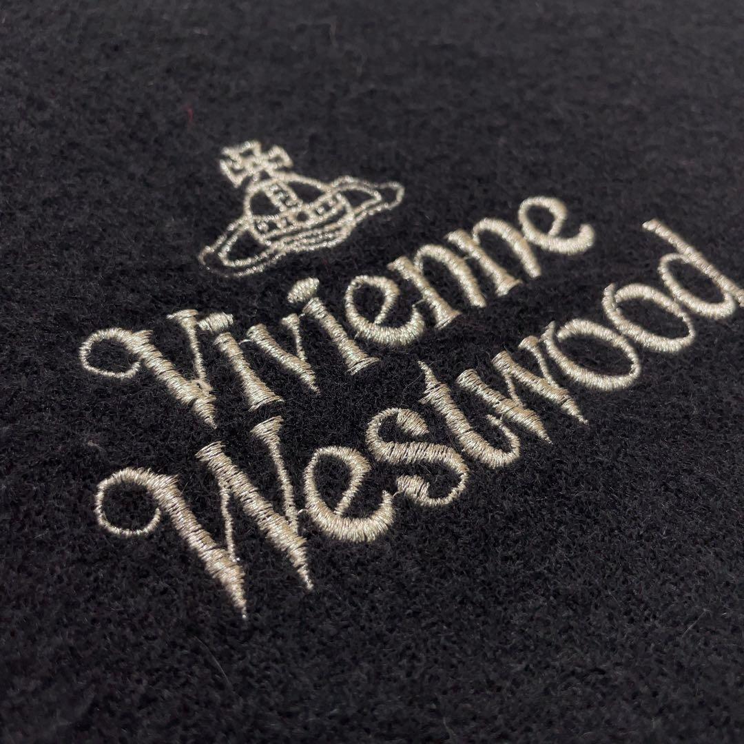 美品 ヴィヴィアンウエストウッド シルバーオーブ刺繍 上質 ウール マフラー