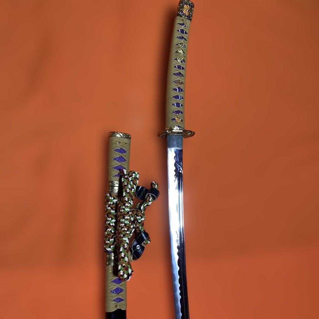 豪華版模造刀 長尺太刀 金茶柄 大刀型金鍔