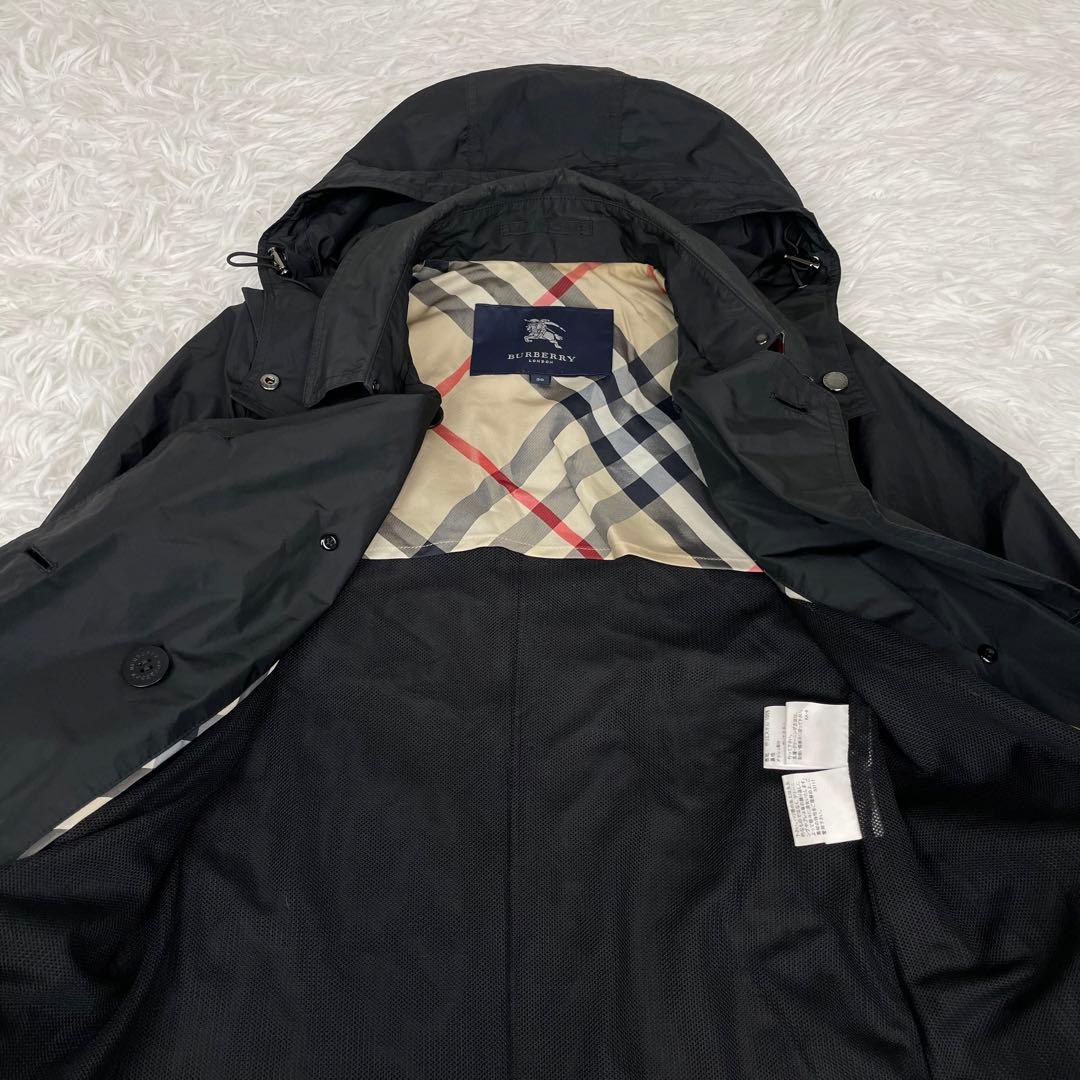 極美品✨バーバリーロンドン✨トレンチコート✨38✨Ｍ✨ナイロン✨ノバチェック✨黒