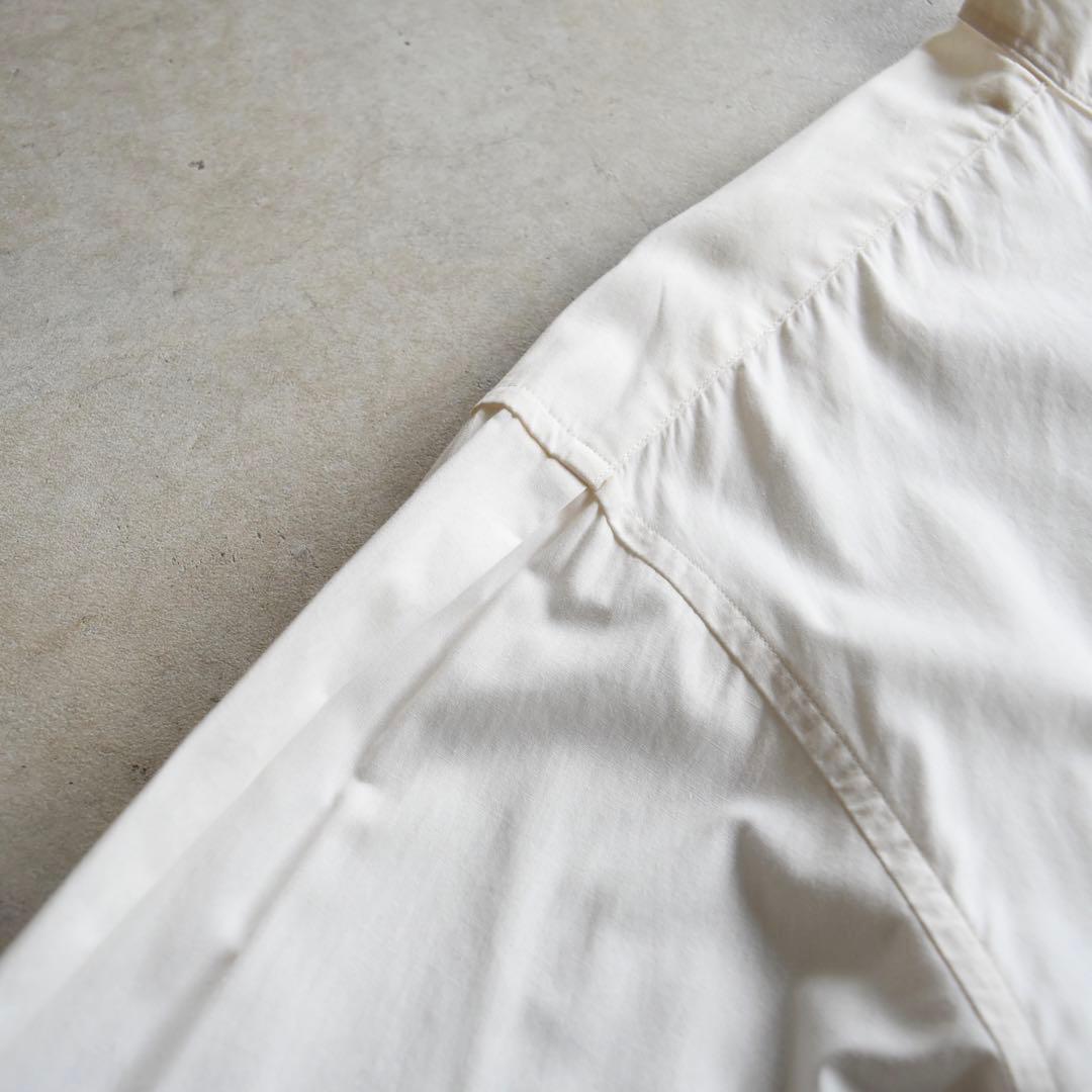 90s PERRY ELLIS ペリーエリス ノーカラー 長袖シャツ アイボリー