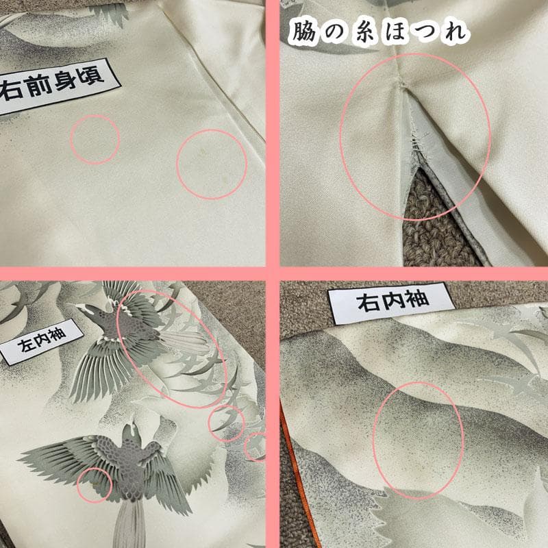 603z4☆フランソワーズ・モレシャン 振袖 鳥 作家物 白系モノトーン☆成人式