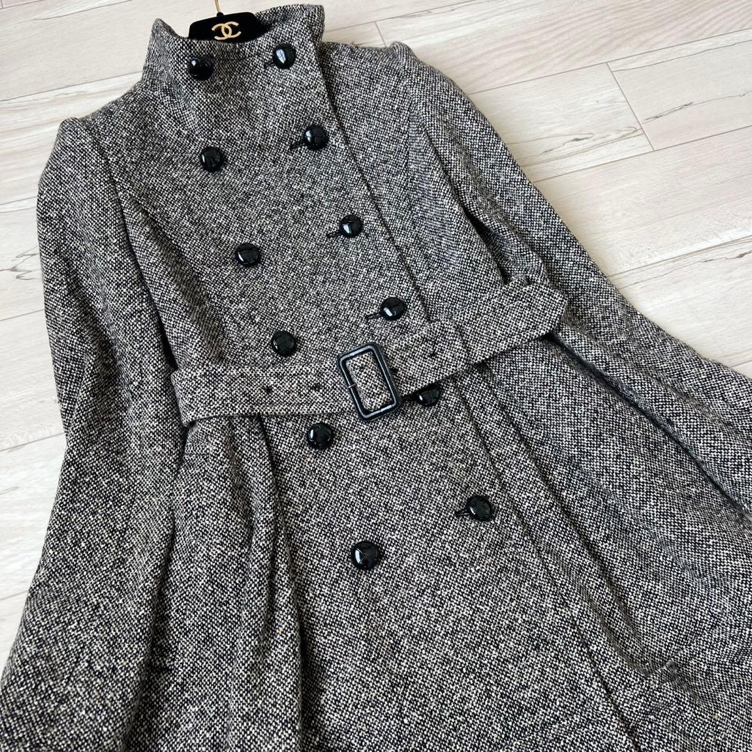 希少　BURBERRY BLACK LABEL ツイードロングコート　ダブル