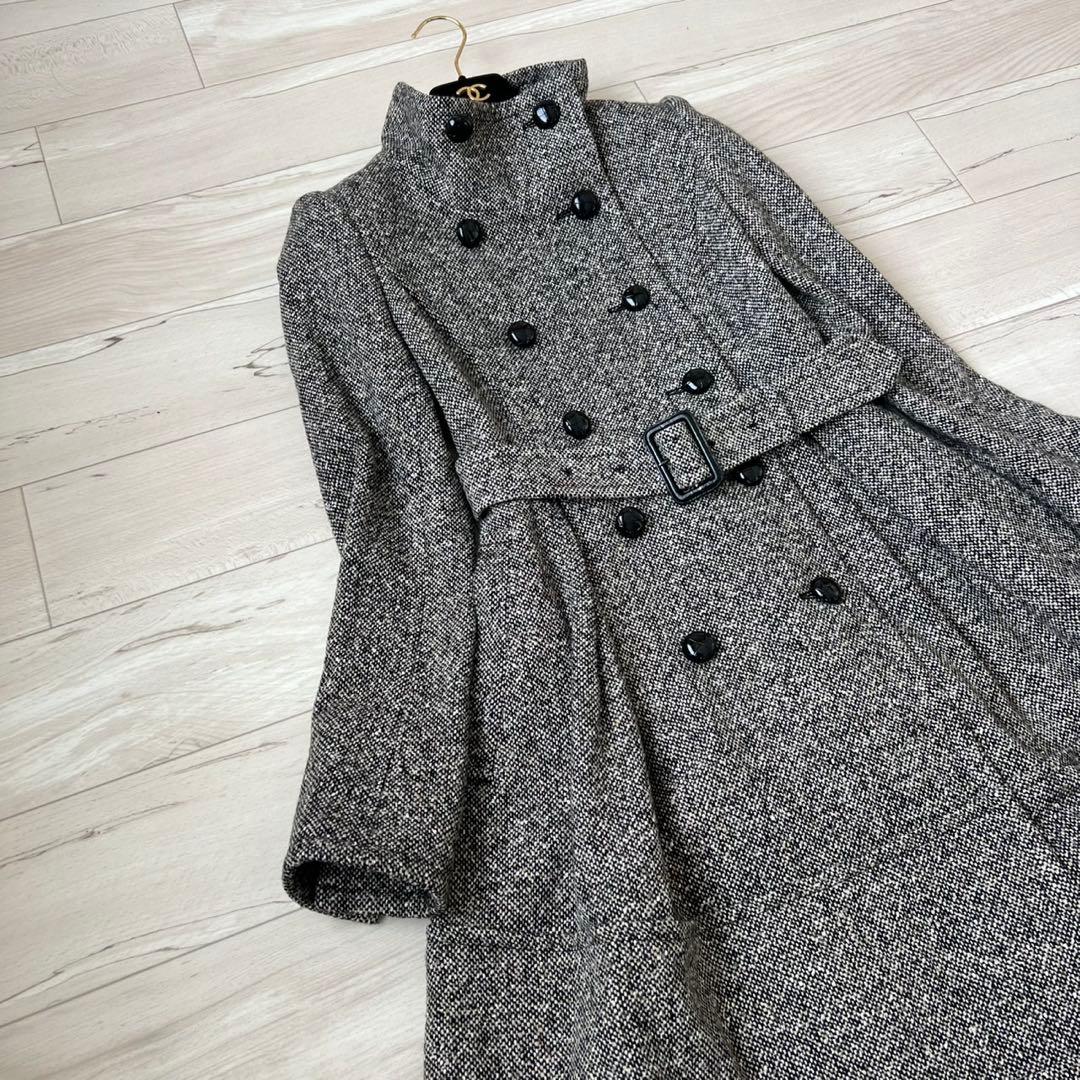 希少　BURBERRY BLACK LABEL ツイードロングコート　ダブル