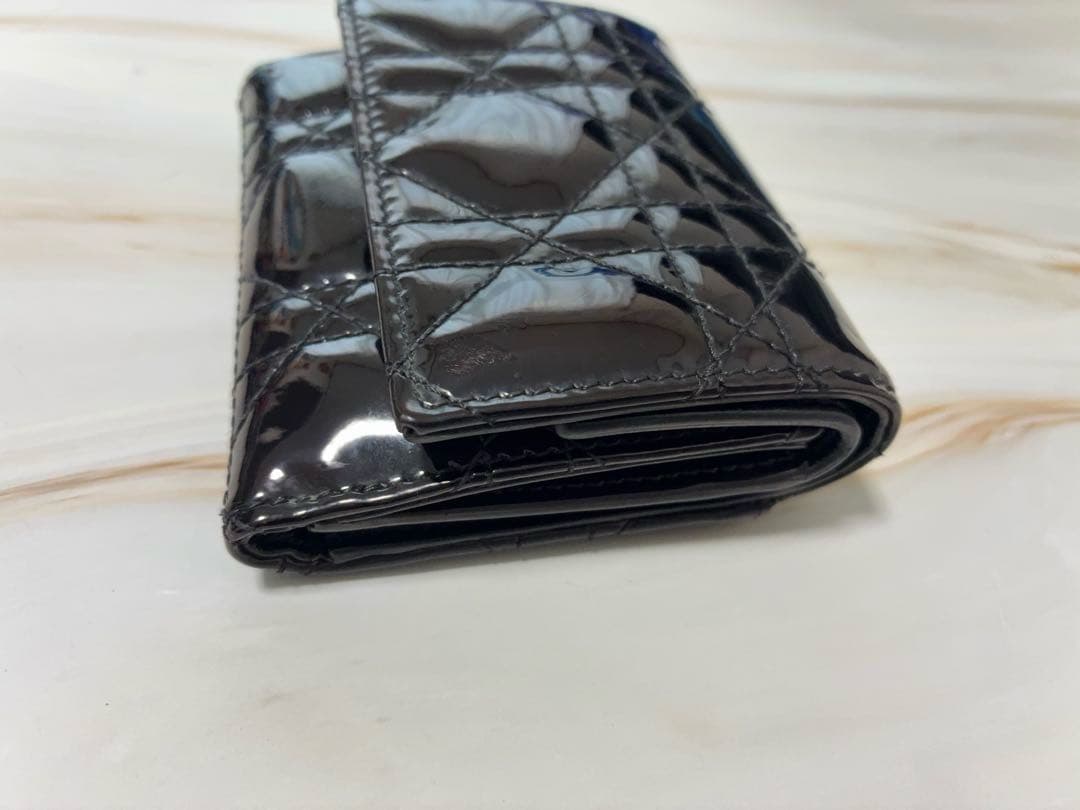 Dior ロータスウォレット パテントカーフスキン 三つ折り財布
