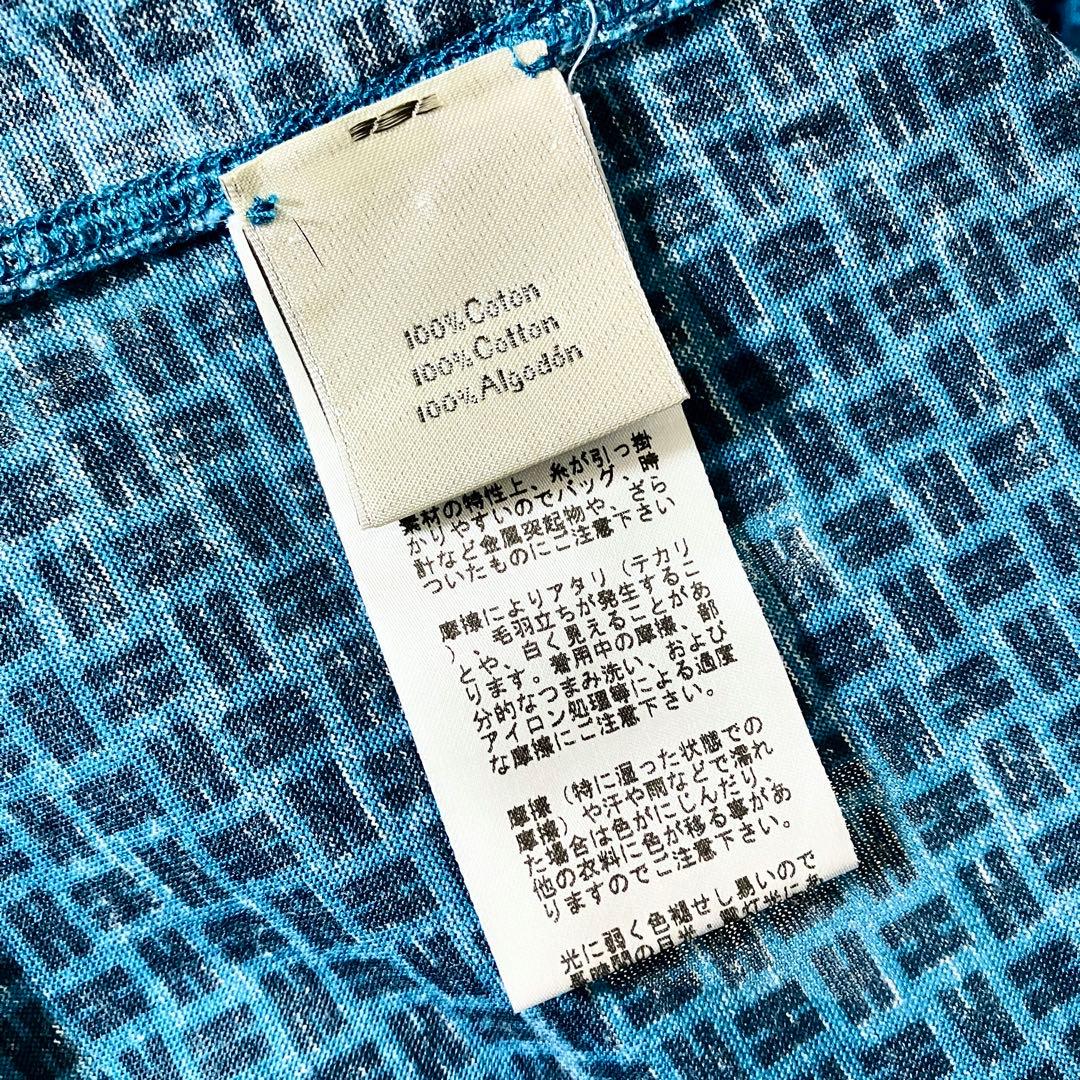エルメス Tシャツ XL Hロゴ 総柄 ブルー 半袖 HERMES