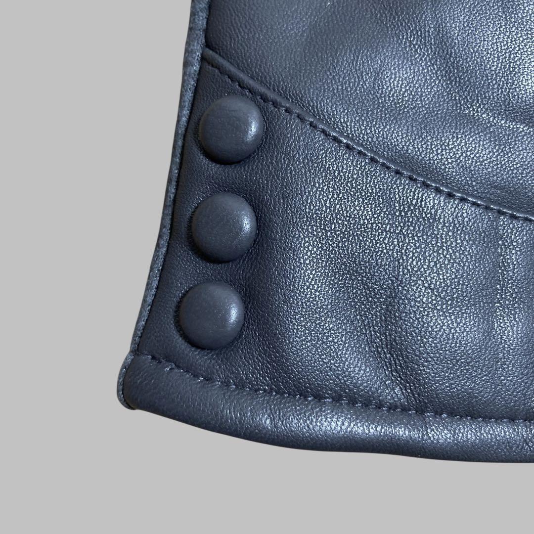 かわた CONTRAST LEATHER GLOVE (GREY) 768