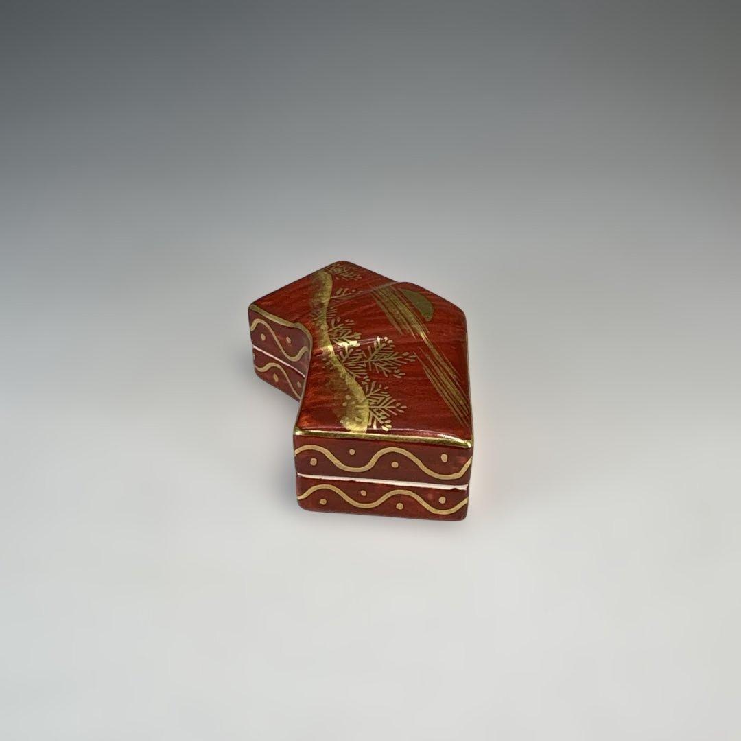 【中古品】橋本紫雲造　金襴手　晴香合（共箱）USED〈税込•送料込〉