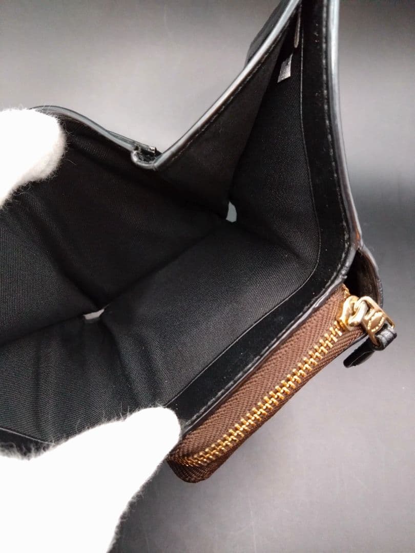 COACH コーチ 三つ折り財布 シグネチャー ダークブラウン コンパクト