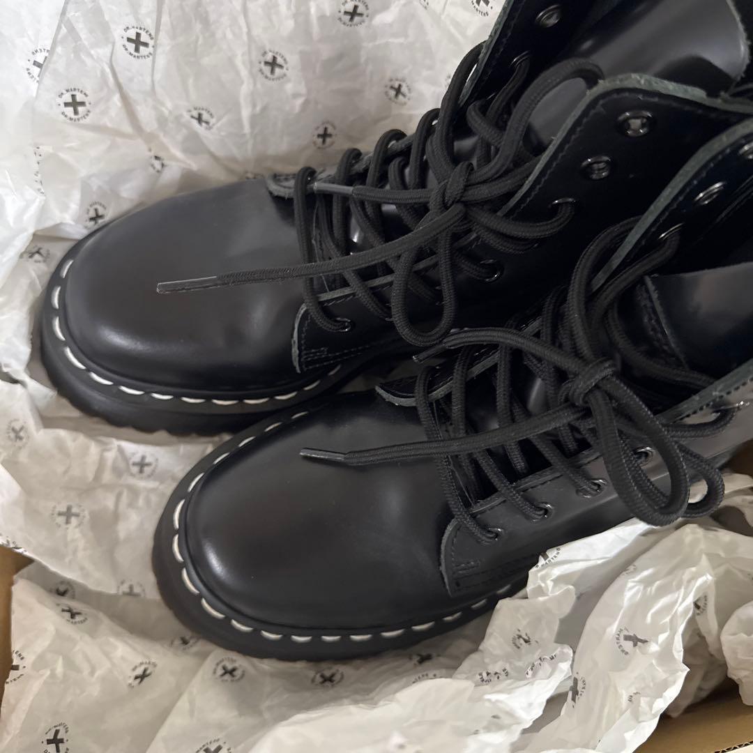 Dr. Martens ブラック厚底ブーツ 白ステッチ 日本限定