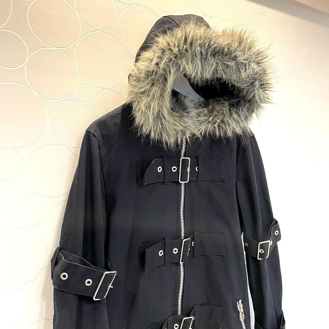 Secret Agents ファー付き ロングコート ゴシック ミリタリー 黒