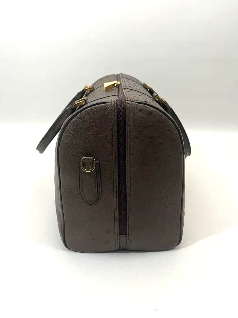 美品★ANKH-JET ボストンバッグ オーストリッチ レザー 茶 ブラウン
