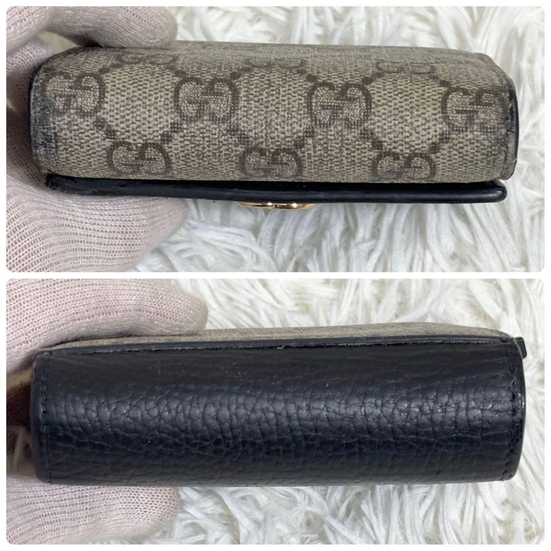 現行 GUCCI 折り財布 ダブルG バイカラー ミディアムウォレット　黒