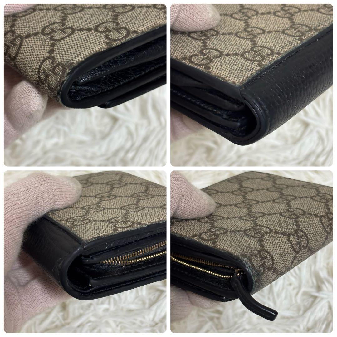 現行 GUCCI 折り財布 ダブルG バイカラー ミディアムウォレット　黒