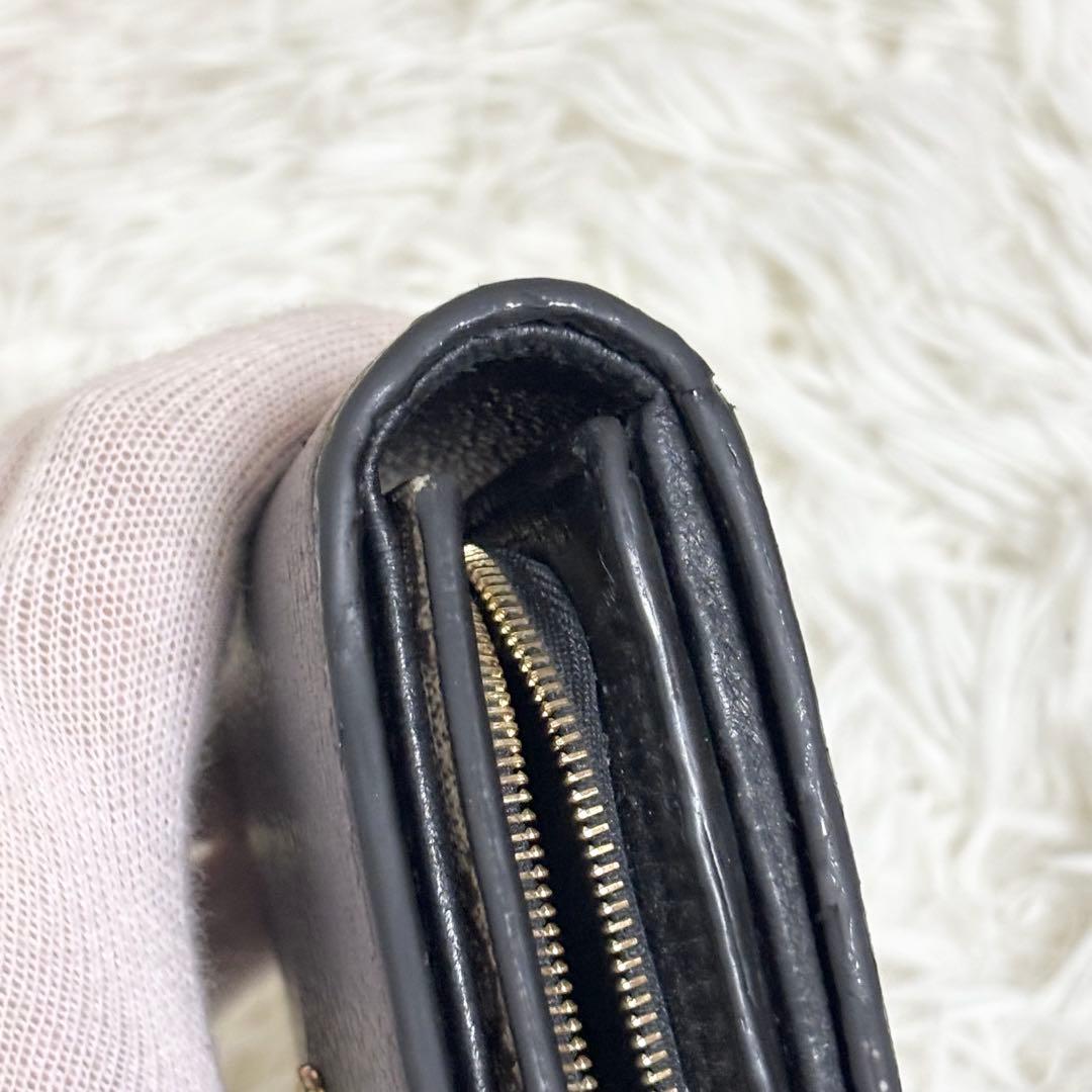 現行 GUCCI 折り財布 ダブルG バイカラー ミディアムウォレット　黒