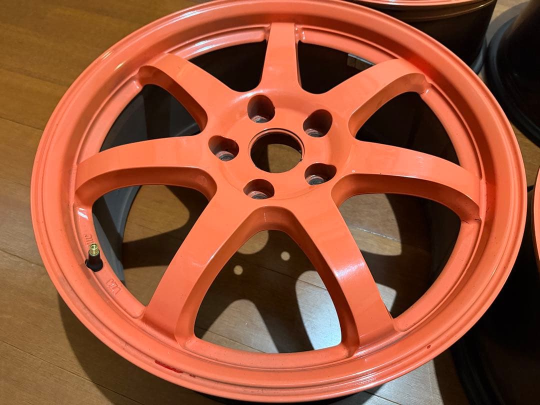 軣年彦  18インチ 7.5j+48 オレンジ ホイール 7スポーク