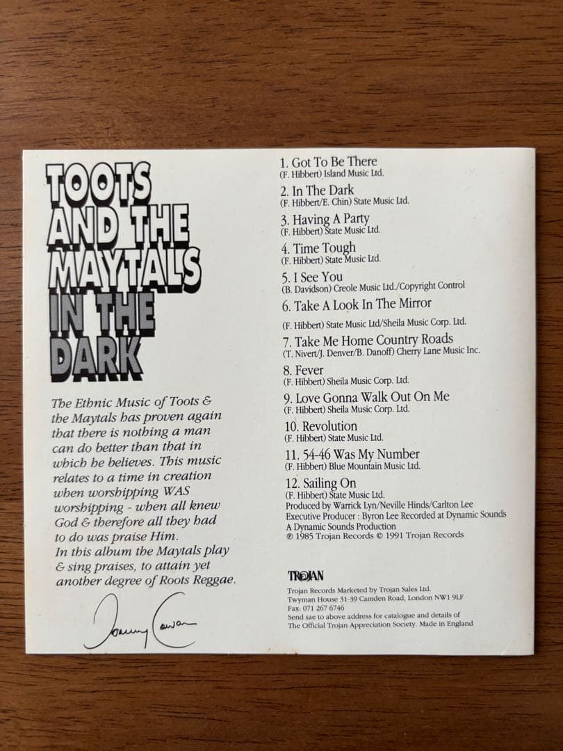 洋楽 IN THE DARK / TOOTS AND THE MAYTALS