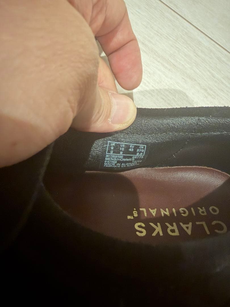 0*i様 Clarks ワラビーローファー　ブラックスエード27.5cm UK9