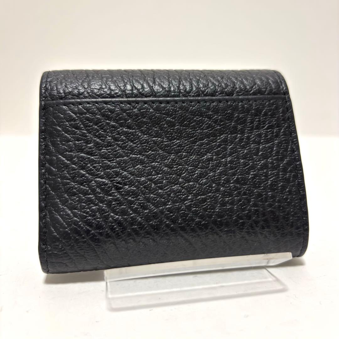 588✨極美品✨メゾンマルジェラ 三つ折り財布 4ステッチ レザー ブラック 黒
