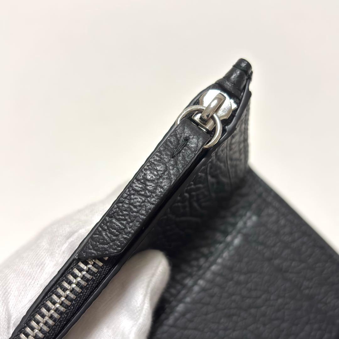 588✨極美品✨メゾンマルジェラ 三つ折り財布 4ステッチ レザー ブラック 黒