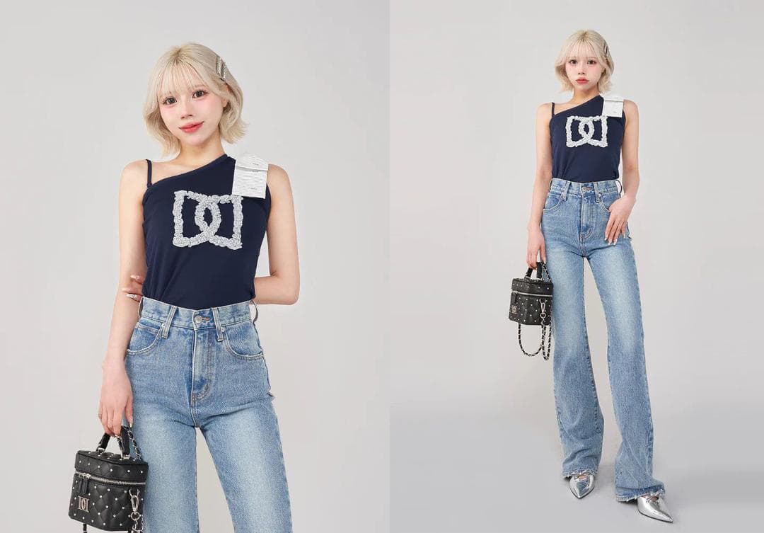 ダーリッチ darich ビッグリボンワンショルトップス ネイビー NVY