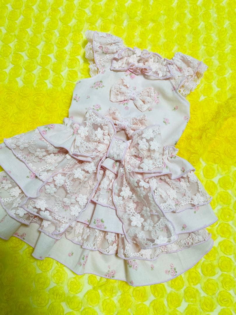 つむぎ　犬服　ハンドメイド　わんこ服　エレガントワンピ