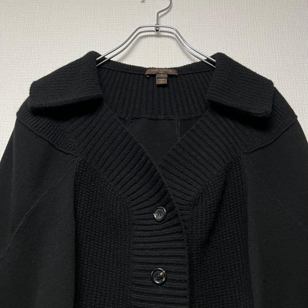 ウールカシミヤ✨ ルイヴィトン ポンチョカーディガン ニット ケープ 黒 L