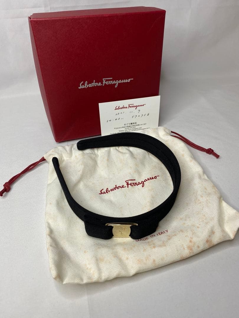Salvatore Ferragamo フェラガモ カチューシャ 黒 使用頻度少