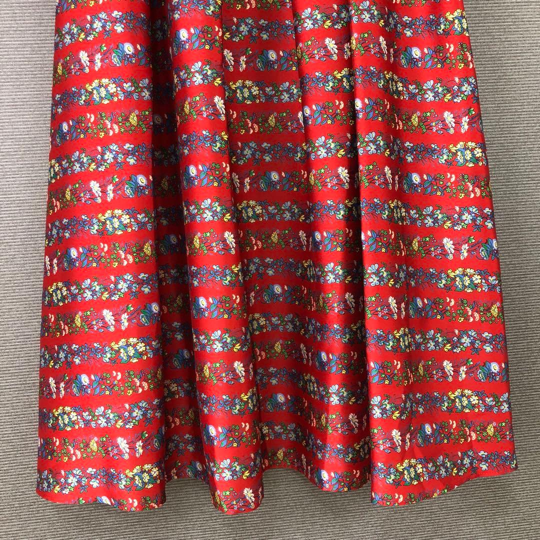 未使用品 LOULOU WILLOUGHBY ボーダーフラワースカート レッド