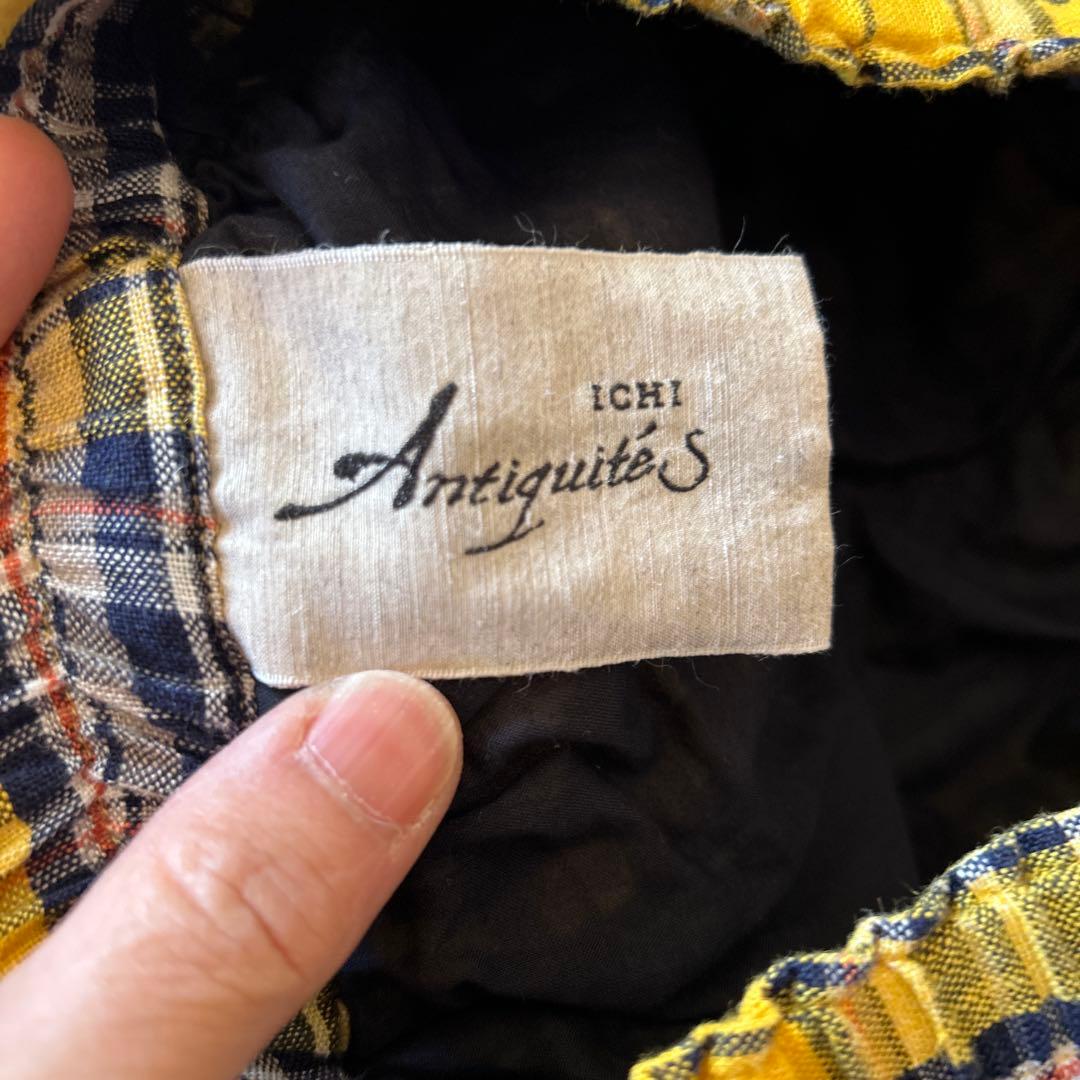 ICHI Antiquités チェック柄ロングスカート　麻