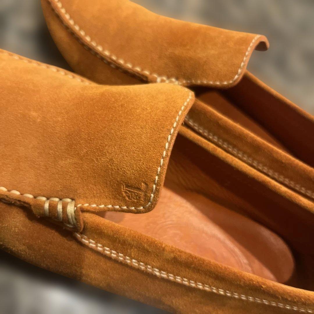 TOD'Sトッズ モカシン デッキシューズ 7 26cm スエード オレンジ