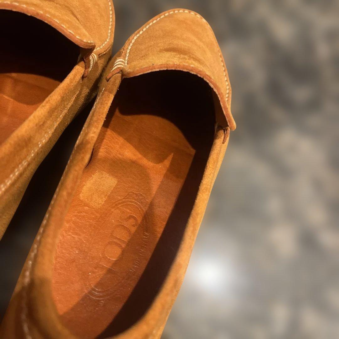 TOD'Sトッズ モカシン デッキシューズ 7 26cm スエード オレンジ