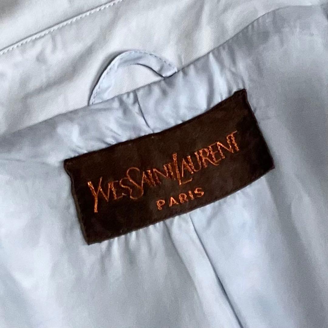 YSL イヴサンローラン ヴィンテージ トレンチコート パイピング 水色　9