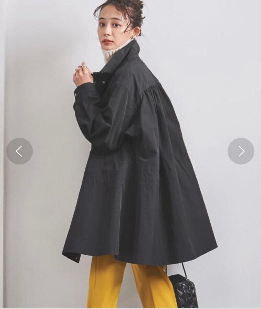 UNITED ARROWS ギャザー Aライン プルゾン ブラック