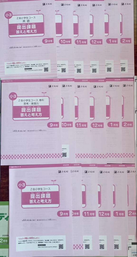 未記入(エブリスタディ9.11.12以外)Z会　2025年度　 小3 テキスト