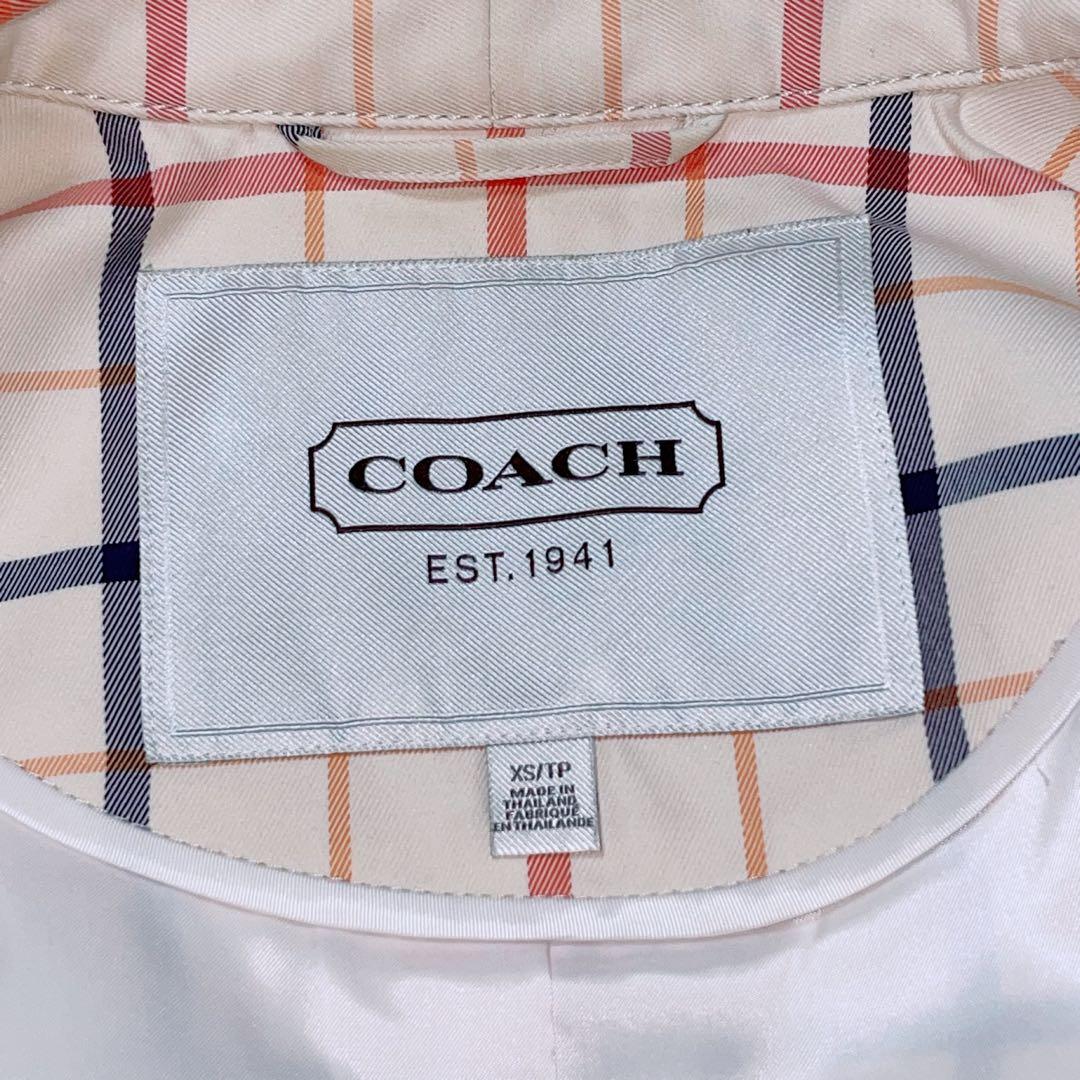 【極美品】COACH・ベルト付き チェック柄 春ショート トレンチコート XS