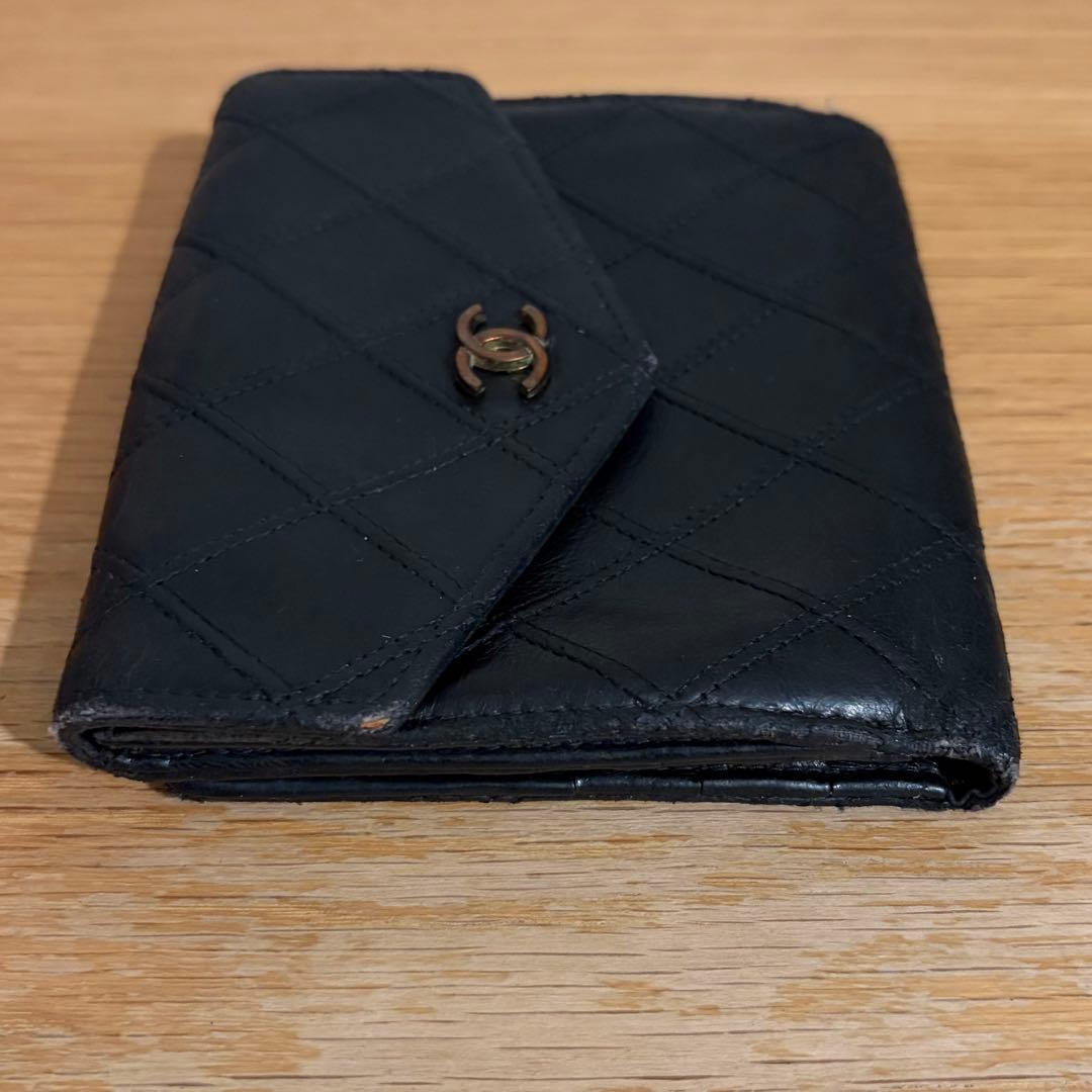 正規品 CHANEL ビコローレ ラムスキン 二つ折り財布 Wホック シャネル